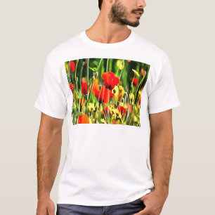 Lentpapavers en beemdloerschilfers t-shirt