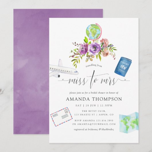 Lentreizen van mevrouw naar mevrouw Vrijgezellenfe Kaart (Voorkant / Achterkant)