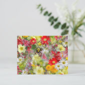 Lentrode en gele bloemen briefkaart (Staand voorkant)