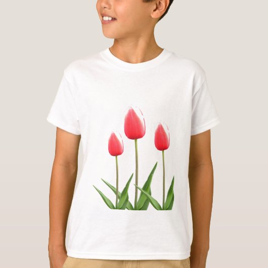 Lentrode tulpbloemen t-shirt (Voorkant)