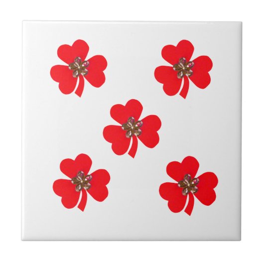 Lentrood, rode klaver voor keuken tegeltje (Voorkant)