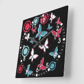 lentroze blauwe vlinders voor meisjes vierkante klok (Hoek)