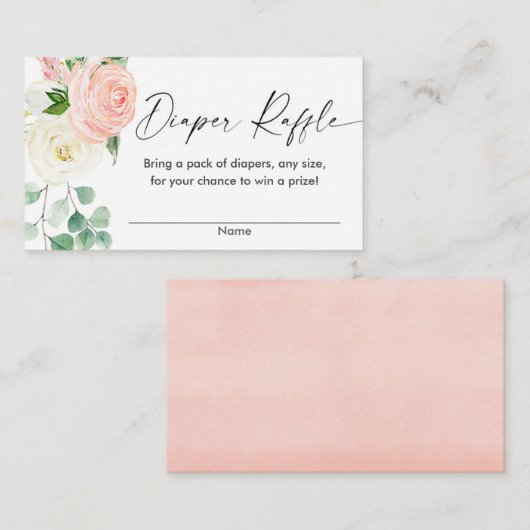 Lentroze floraalgroen baby shower luierraffinage informatiekaartje (Voorkant / Achterkant)