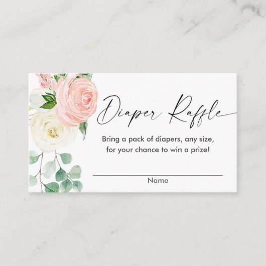 Lentroze floraalgroen baby shower luierraffinage informatiekaartje (Voorkant)