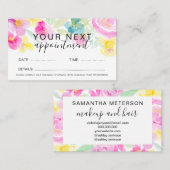 Lentroze losse florale waterverf afsprakenkaartje (Voorkant / Achterkant)