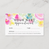 Lentroze losse florale waterverf afsprakenkaartje (Voorkant)