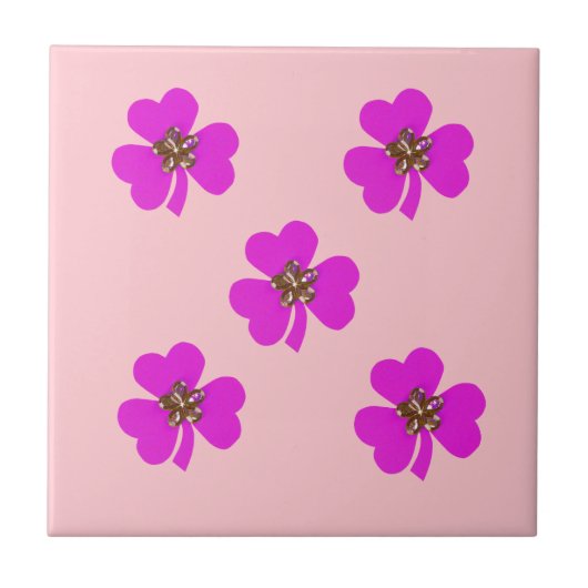 Lentroze, roze klaver voor keuken tegeltje (Voorkant)