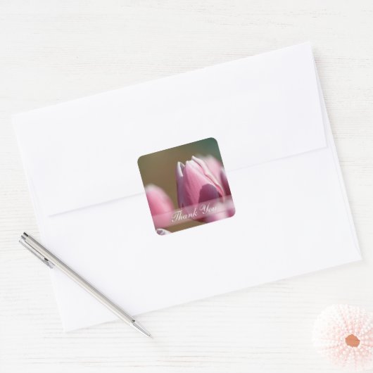 Lentroze tulp bruiloft bedankt sticker (Envelop)