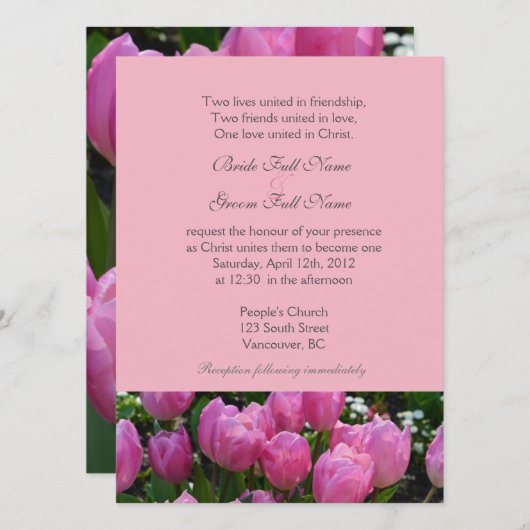  lentroze tulpbloemen Christelijke bruiloft Kaart (Voorkant / Achterkant)