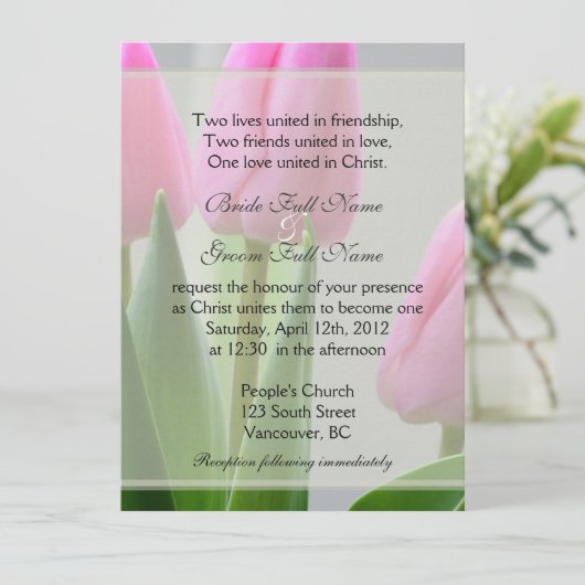  lentroze tulpbloemen Christelijke bruiloft Kaart (Staand voorkant)