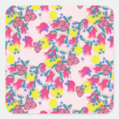  lentroze tulpen bloemen bloesem vierkante sticker (Voorkant)