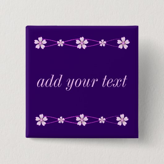 Lentroze versiering met bloemen vierkante button 5,1 cm (Voorkant)