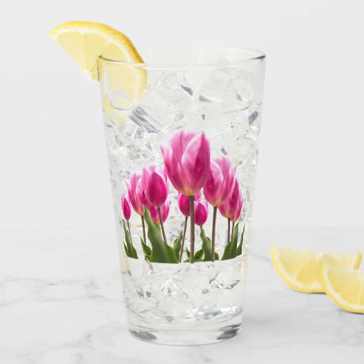 Lentstijl keuken decor roze tulp Drink Glas (Voorkant ijs)