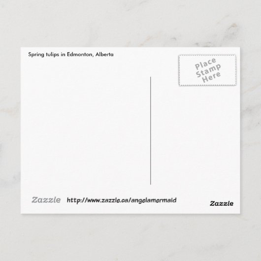 Lenttulpen in Edmonton Briefkaart (Achterkant)