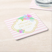 Lentvloeren Roze Stripes Baby shower Onderzetters (Schuin)