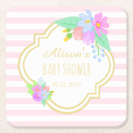 Lentvloeren Roze Stripes Baby shower Onderzetters