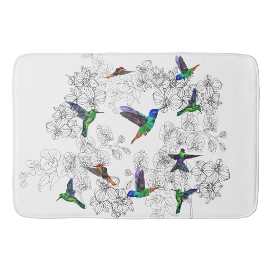 Lentvogels - Hummingbird - Kies of voeg uw kleur t Badmat (Voorkant)