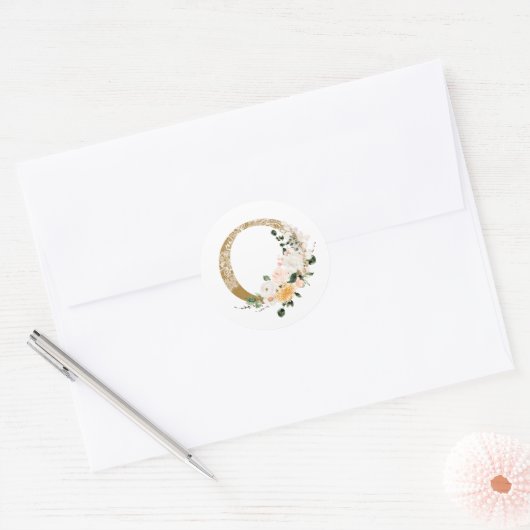 Lentzomerbruiloft MONOGRAM O Ronde Sticker (Envelop)