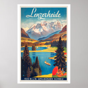 Lenzerheide kanton Graubünden Zwitserland Vintage Poster