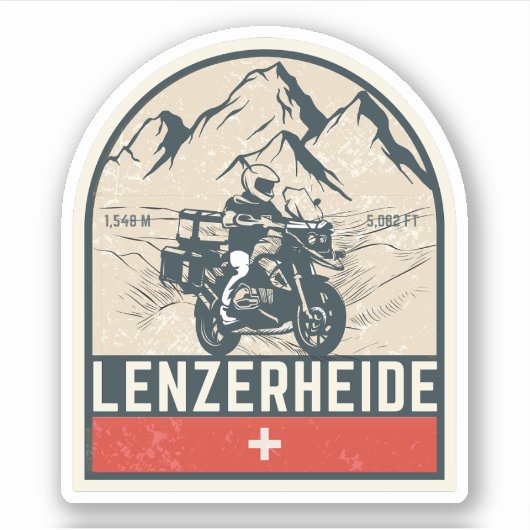Lenzerheide pas zwitserse-alpen motorfietstocht sticker (Voorkant)
