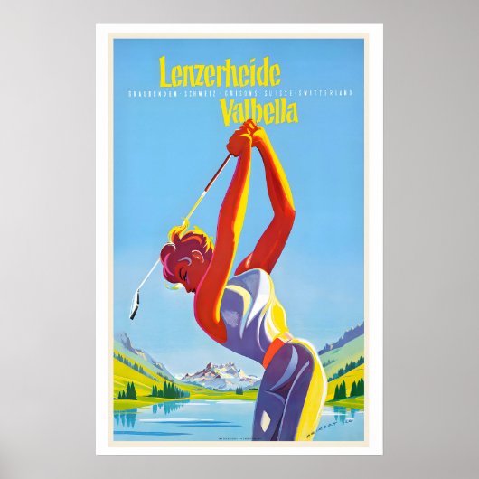 Lenzerheide Valbella Vintage Travel Poster (Voorkant)