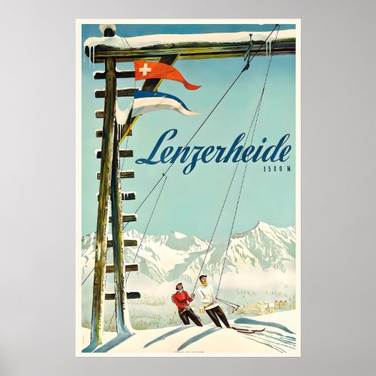 Lenzerheide Zwitserland Ski Oude Reisposter Poster (Voorkant)