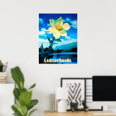 Lenzerheide, Zwitserland, zomerbloem op het meer Poster (Thuiskantoor)