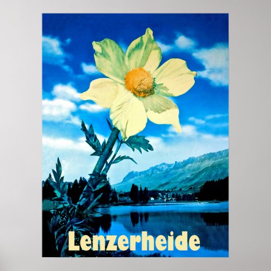 Lenzerheide, Zwitserland, zomerbloem op meer Poster (Voorkant)