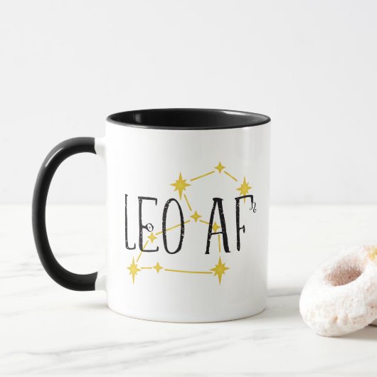 LEO AF-constellatie en Sun & Lion-symbolen Mok (Met donut)