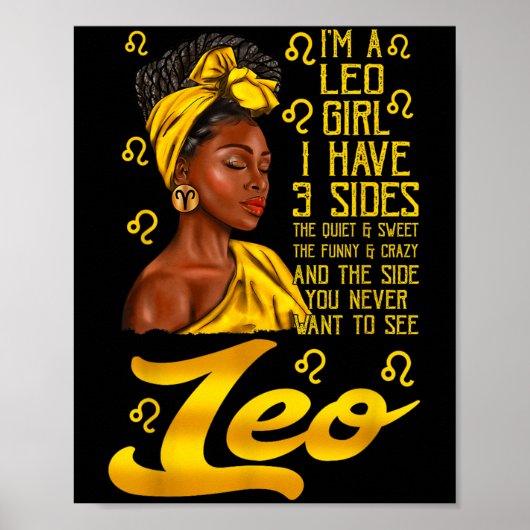 Leo Afro Black Woman Het is mijn verjaardag sterre Poster (Voorkant)