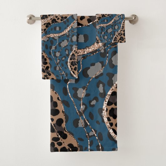 Leo Animal Print Glitter Glam 1 Bad Handdoek (Insitu)