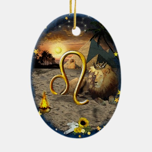 Leo Art Collage Keramisch Ornament (Achterkant)