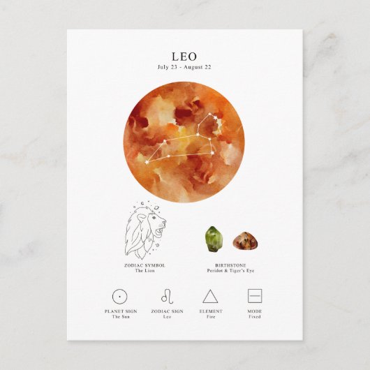 Leo Astrological Sign Briefkaart (Voorkant)