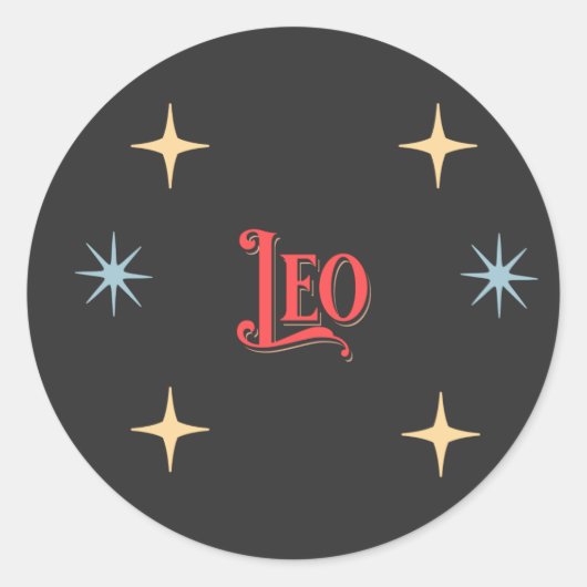 Leo Astrological Sign Ronde Sticker (Voorkant)