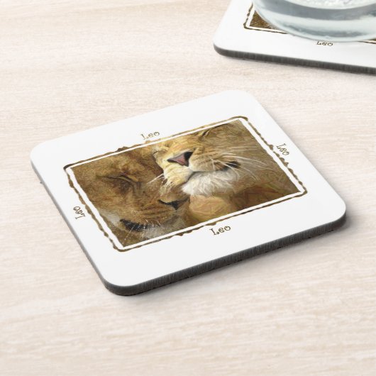Leo - Astrologie Lion Couple Onderzetter Set (Linkerzijde)