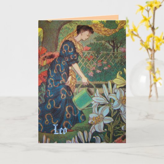 "Leo" Astrologie Teken Kaart (Gele Bloem)