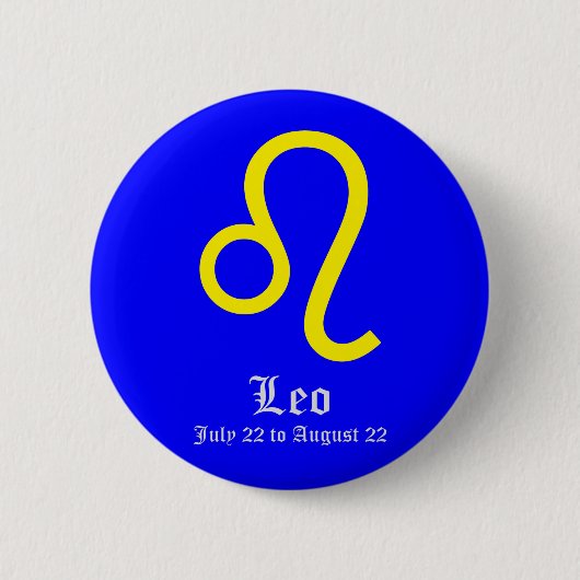 LEO ASTROLOGISCH TEKEN, SYMBOOL ZODIAC RONDE BUTTON 5,7 CM (Voorkant)