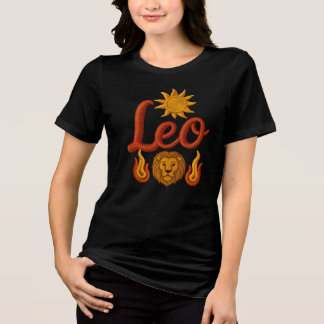 Leo astrology birth sign zodiac sun lion head fire Tri-Blend shirt
