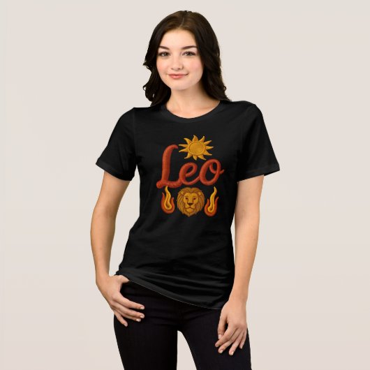 Leo astrology birth sign zodiac sun lion head fire Tri-Blend shirt (Voorkant volledig)
