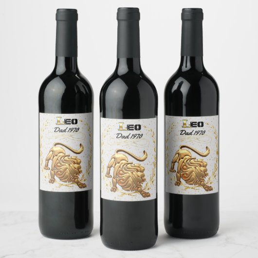 Leo Astrology Dad Wine Label Wijn Etiket (Flessen)