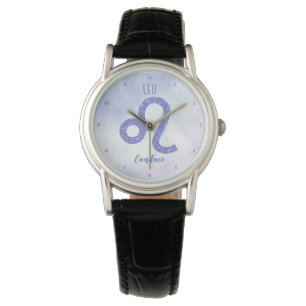 Leo Astrology Sign Speciaal Paars Horloge