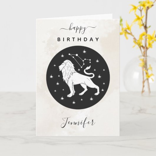 Leo Astrology Zodiac Star Sign Horoscope Marble Kaart (Gele Bloem)