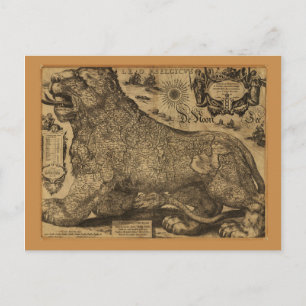 Leo Belgicus, Benelux Union Map (1611) Briefkaart