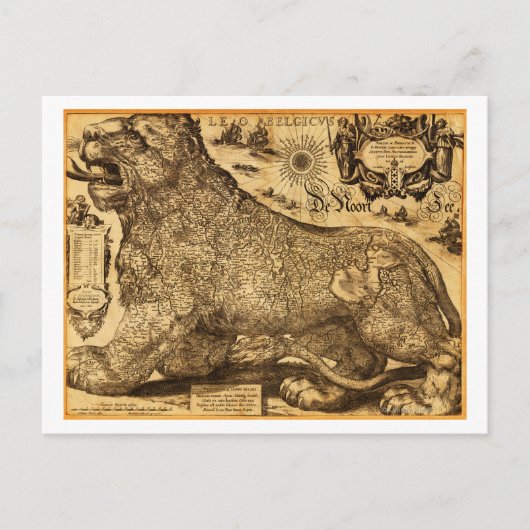 Leo Belgicus van Nederland en België Briefkaart (Voorkant)