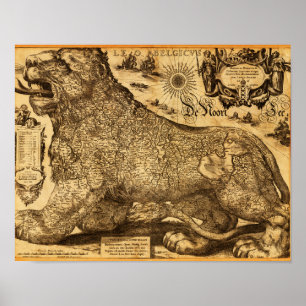 Leo Belgicus van Nederland en België Poster