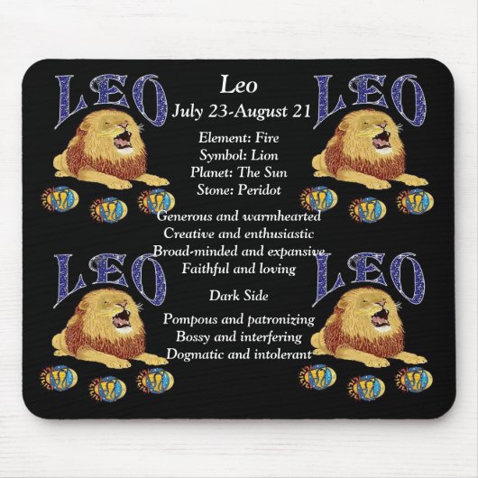 Leo Birth Sign Zodiac Muismat (Voorkant)