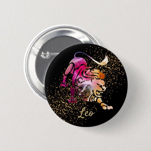 Leo - Birthday-teken Ronde Button 5,7 Cm (Voorkant /achterkant)