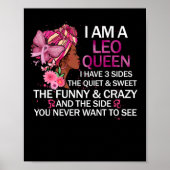 Leo Black Queen Ik heb 3 zides April Girl Birthday Poster (Voorkant)
