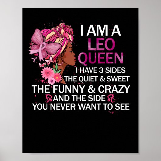 Leo Black Queen Ik heb 3 zides April Girl Birthday Poster (Voorkant)