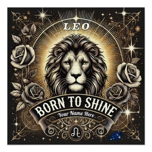 Leo "Born to Shine" Glanzend Poster (Voorkant)